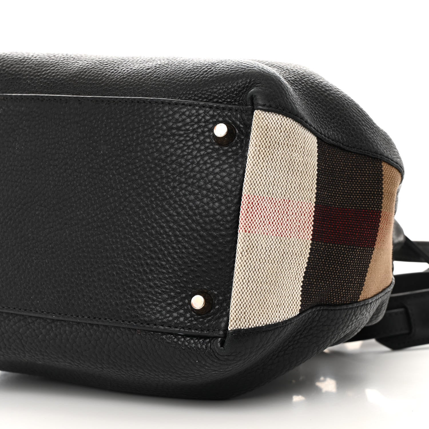Burberry Grainy Calfskin House Check Small Maidstone Black 10 of 19