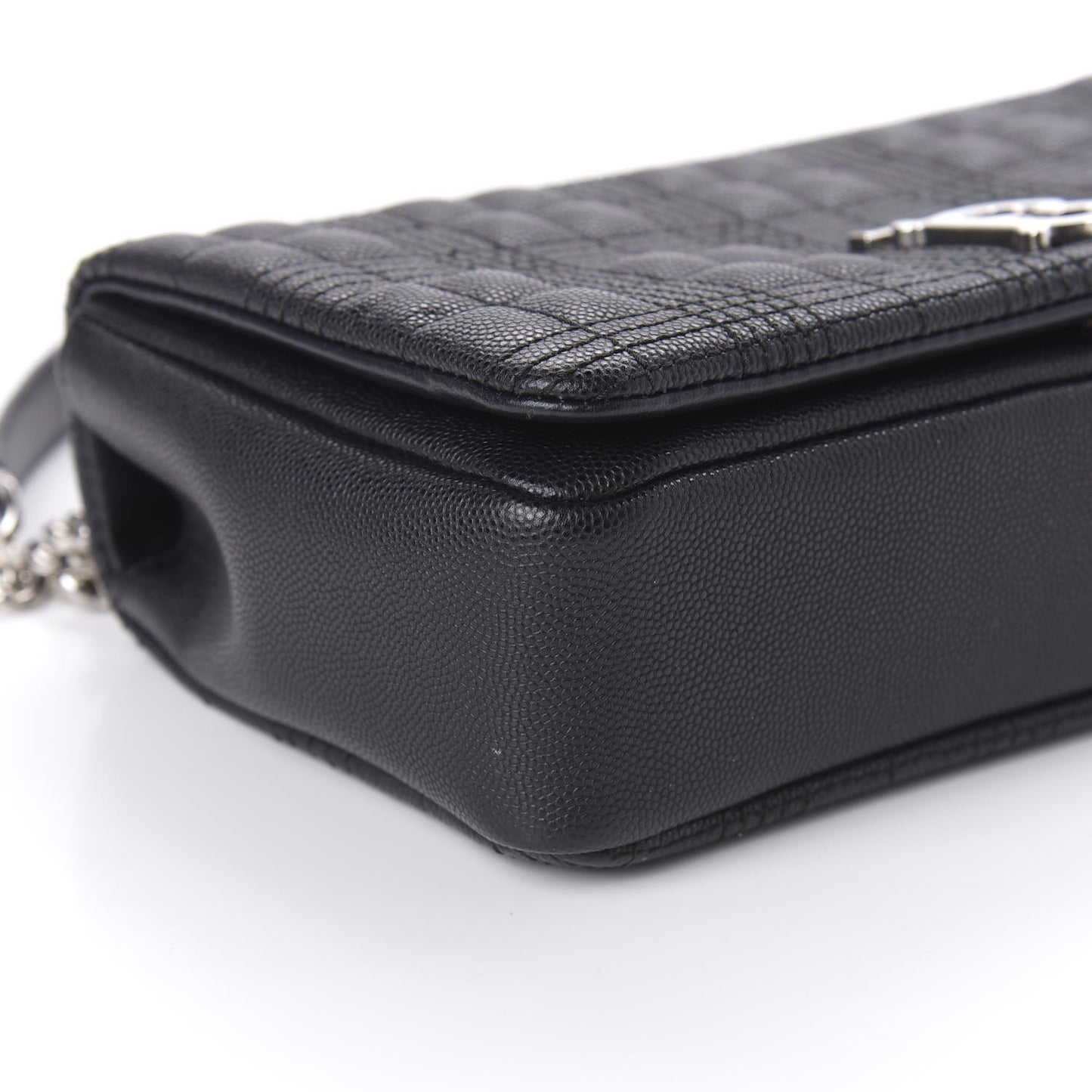 Grainy Calfskin Quilted Lola Bag Black