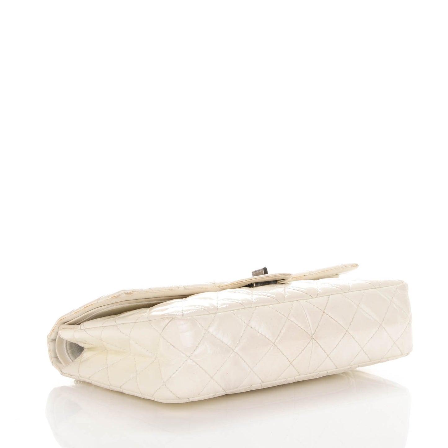 Distressed Patent Quilted 2.55 Reissue Flap 227 White
