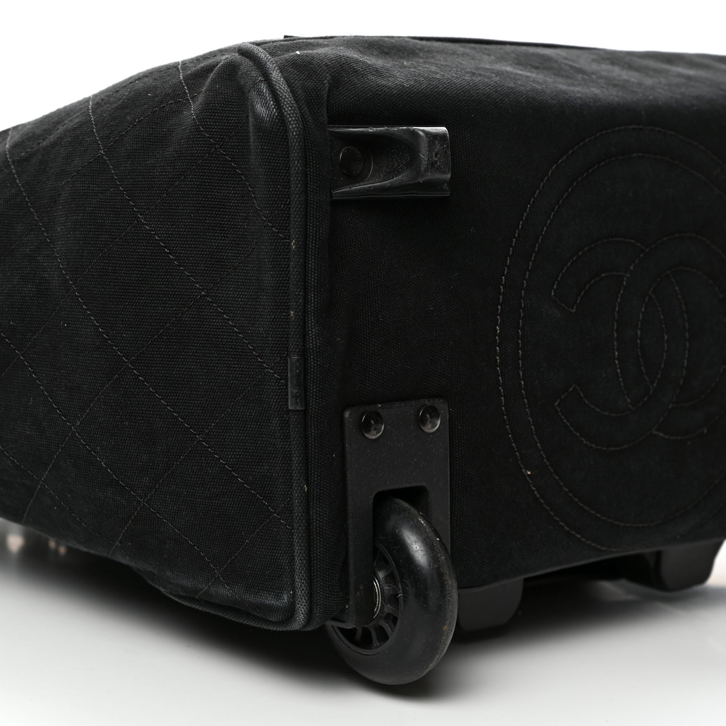 Washed Toile Calfskin Quilted Trolley Black