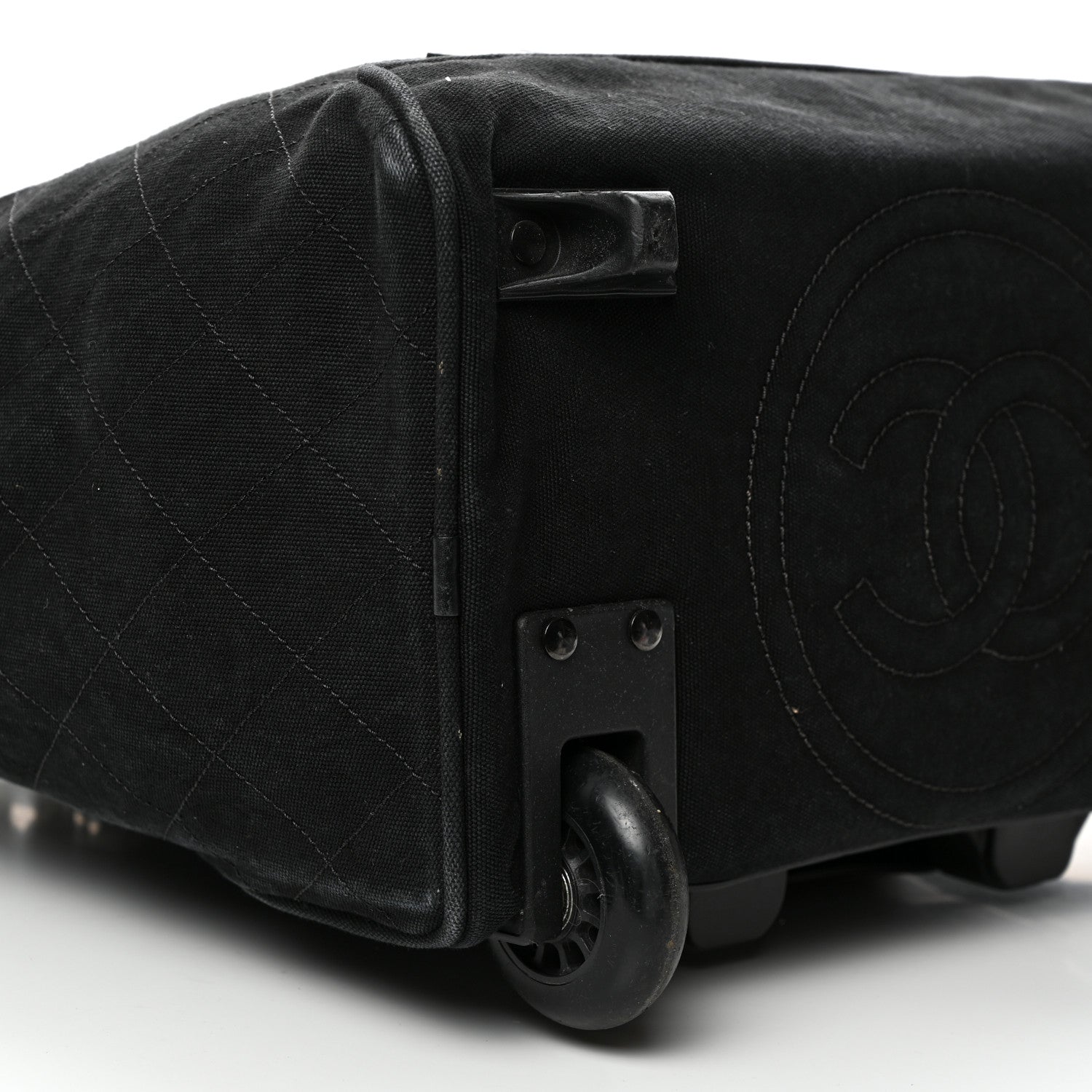 Chanel Washed Toile Calfskin Quilted Trolley Black 9 of 13