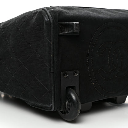 Chanel Washed Toile Calfskin Quilted Trolley Black 9 of 13