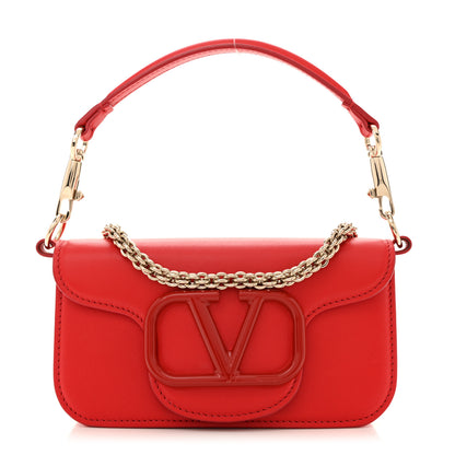 Valentino Garavani Calfskin Enamel Vlogo Small Loco Shoulder Bag Rouge Pur 1 of 10