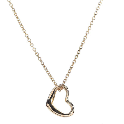 Tiffany 18K Yellow Gold 11mm Elsa Peretti Open Heart Pendant Necklace 4 of 8