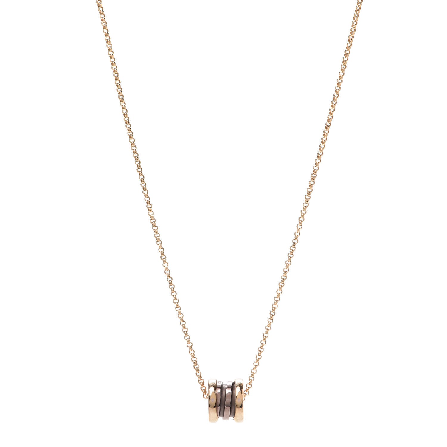 Bulgari 18K Rose Gold Cermet Small B.Zero1 Pendant Necklace 1 of 8