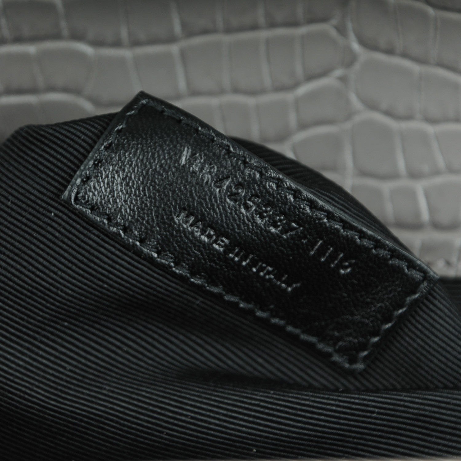 Saint Laurent Calfskin Crocodile Embossed Monogram Large Satchel Fog 7 of 7