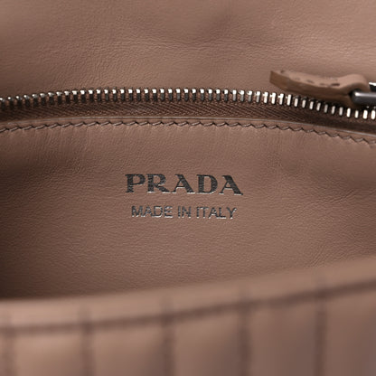 Prada Soft Calfskin Impunture Diagramme Medium Chain Flap Shoulder Bag Cipria 6 of 11