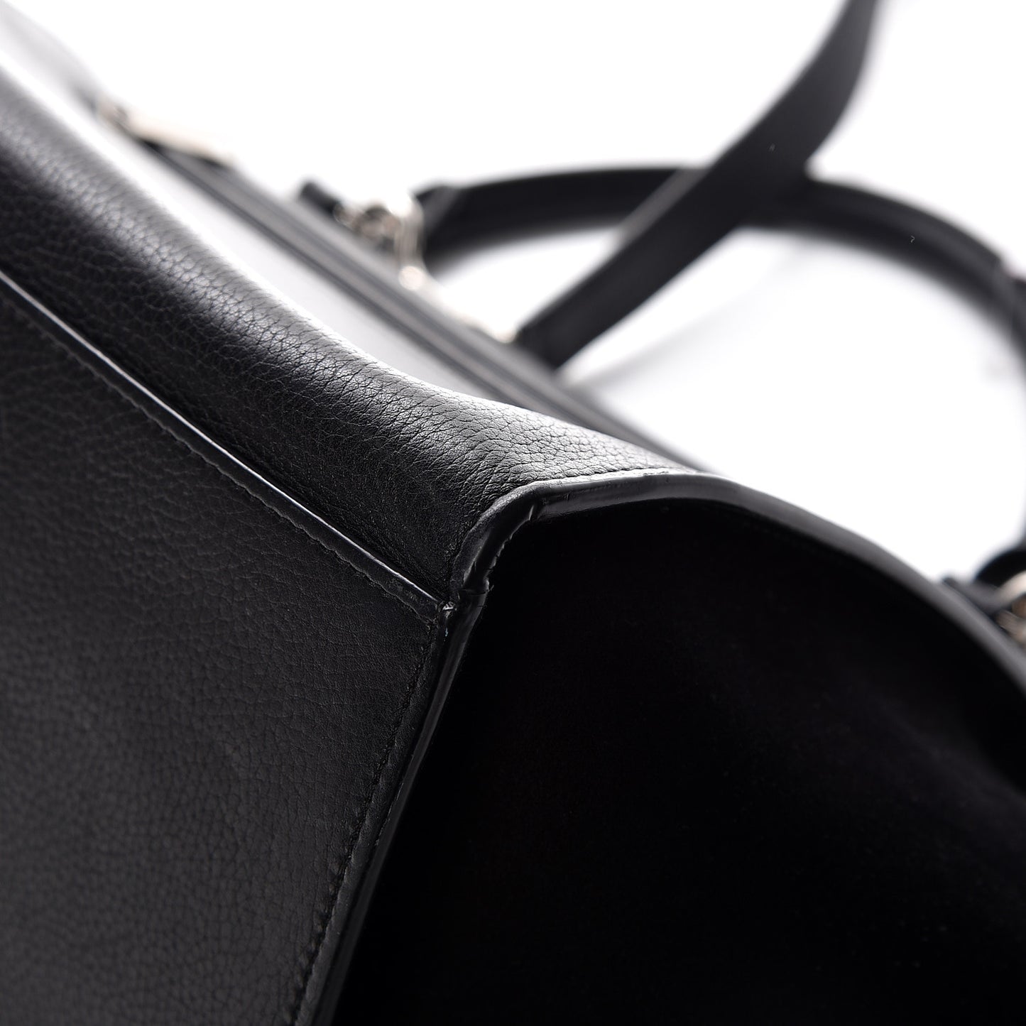 Drummed Calfskin Suede Small Trapeze Black