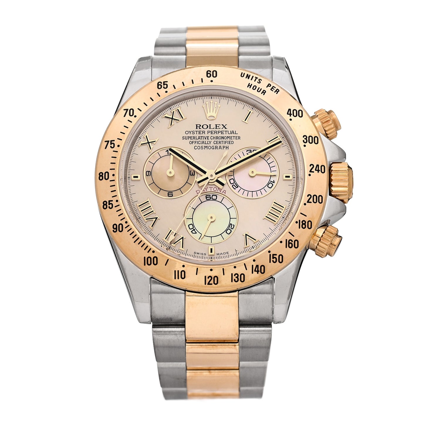 Stainless Steel 18K Yellow Gold Mother of Pearl 40mm Oyster Perpetual Cosmograph Daytona Watch 116523