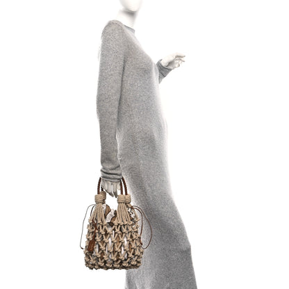 Prada Cotton Macrame Noue Medium Bag Cord Camel Beige 2 of 9
