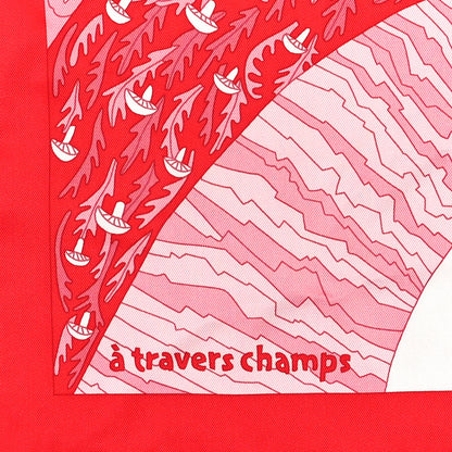 Hermes Silk A Travers Champs Scarf 90 Rouge Rose Multicolor 3 of 3