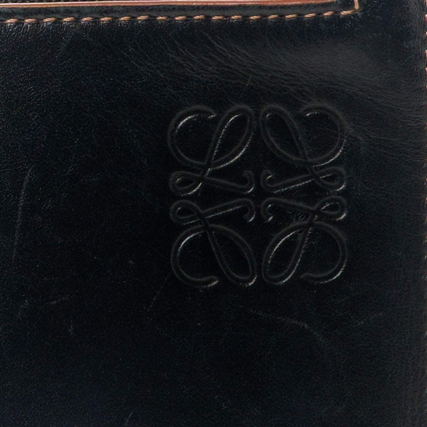 Calfskin Gate Double Zip Pouch Crossbody Black Tan