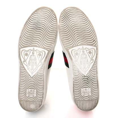 Gucci Calfskin Ayers Bee Embroidered Womens Ace Sneakers 39.5 White Green 7 of 11