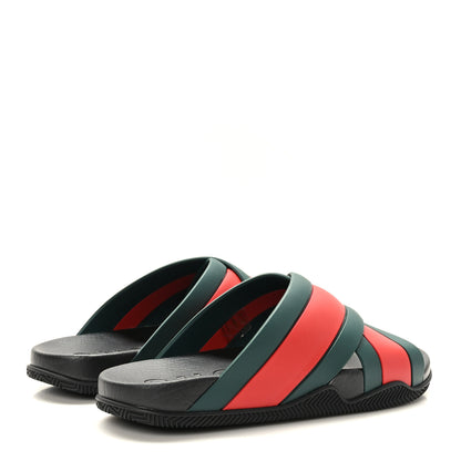 Gucci Rubber Web Womens Criss Cross Slide Sandals 40 Green Red 4 of 8