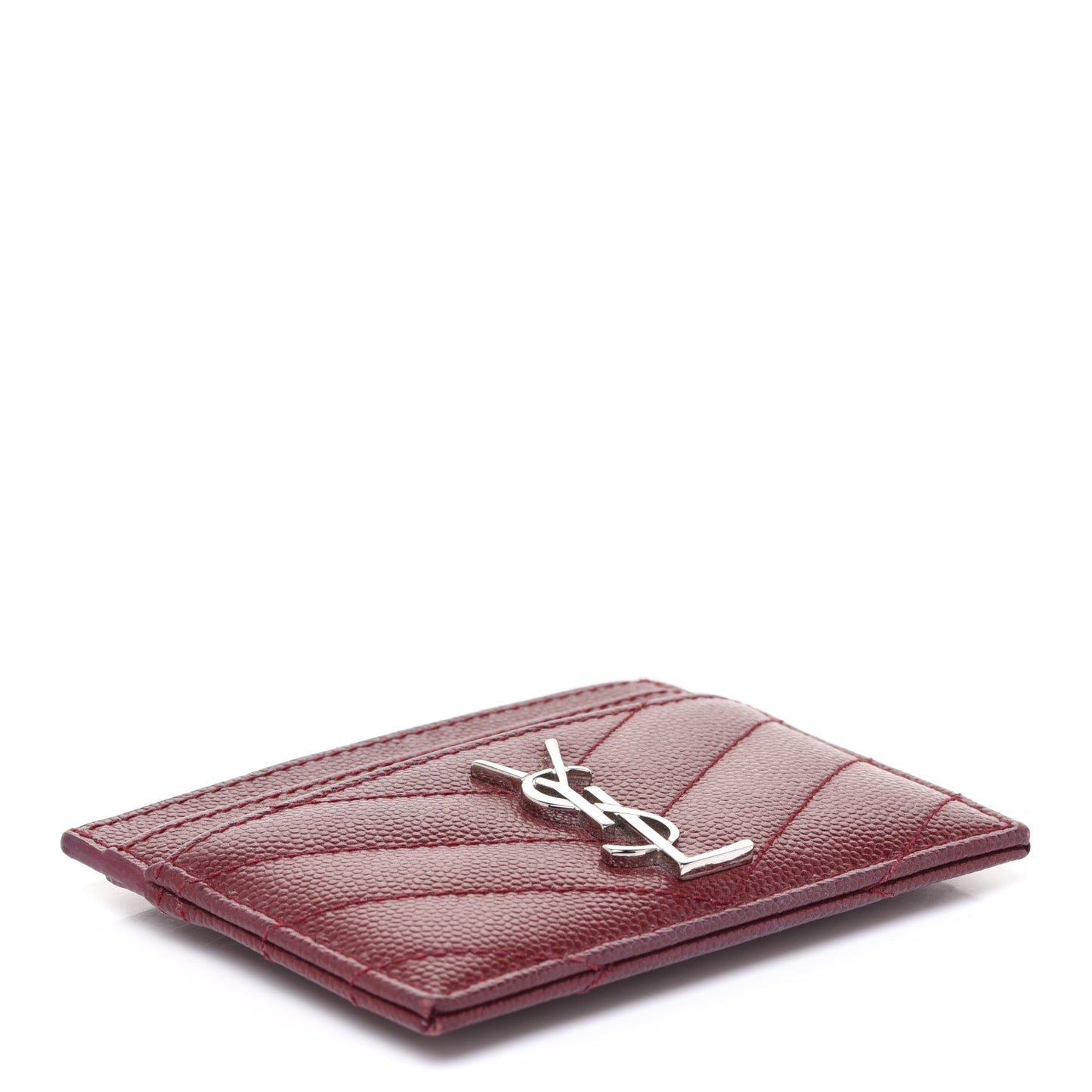 Grain De Poudre Matelasse Chevron Monogram Credit Card Case Palissandre