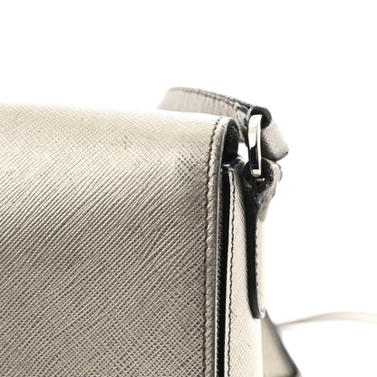 Prada Metallic Saffiano Lux Sound Crossbody Bag Cromo 12 of 12