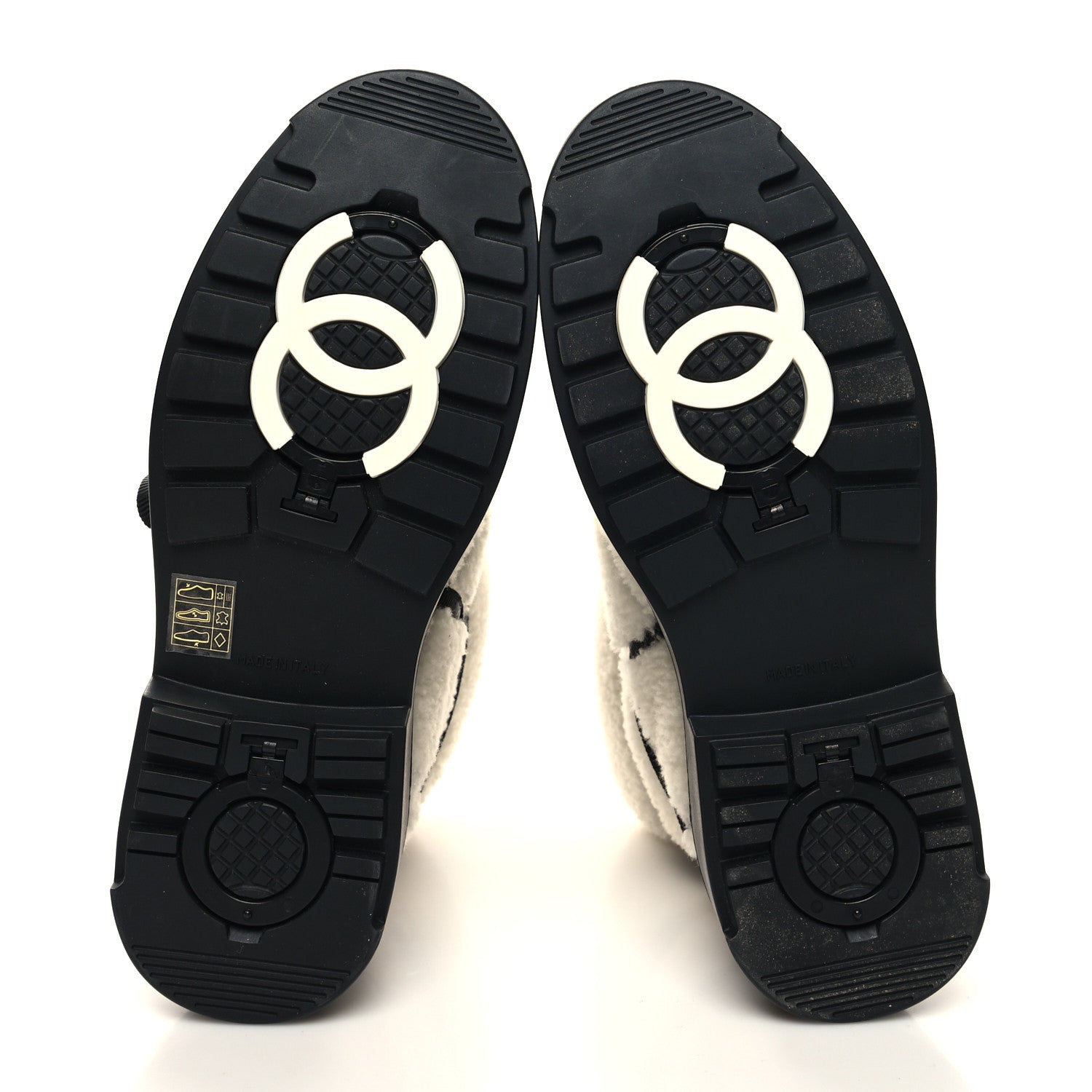 Chanel Shearling Nylon Grosgrain CC Ankle Snow Boots 40 Black 5 of 8