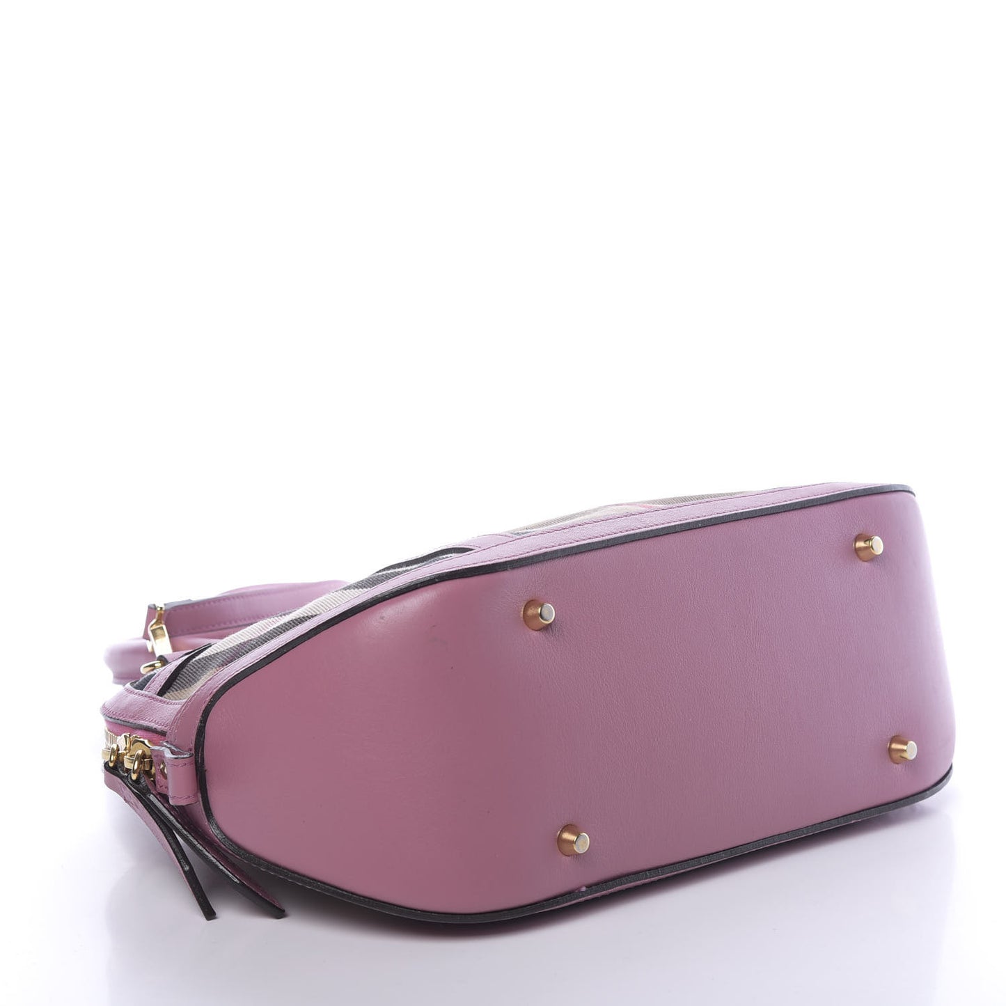 Bridle Calfskin House Check Small Orchard Bowling Bag Pink
