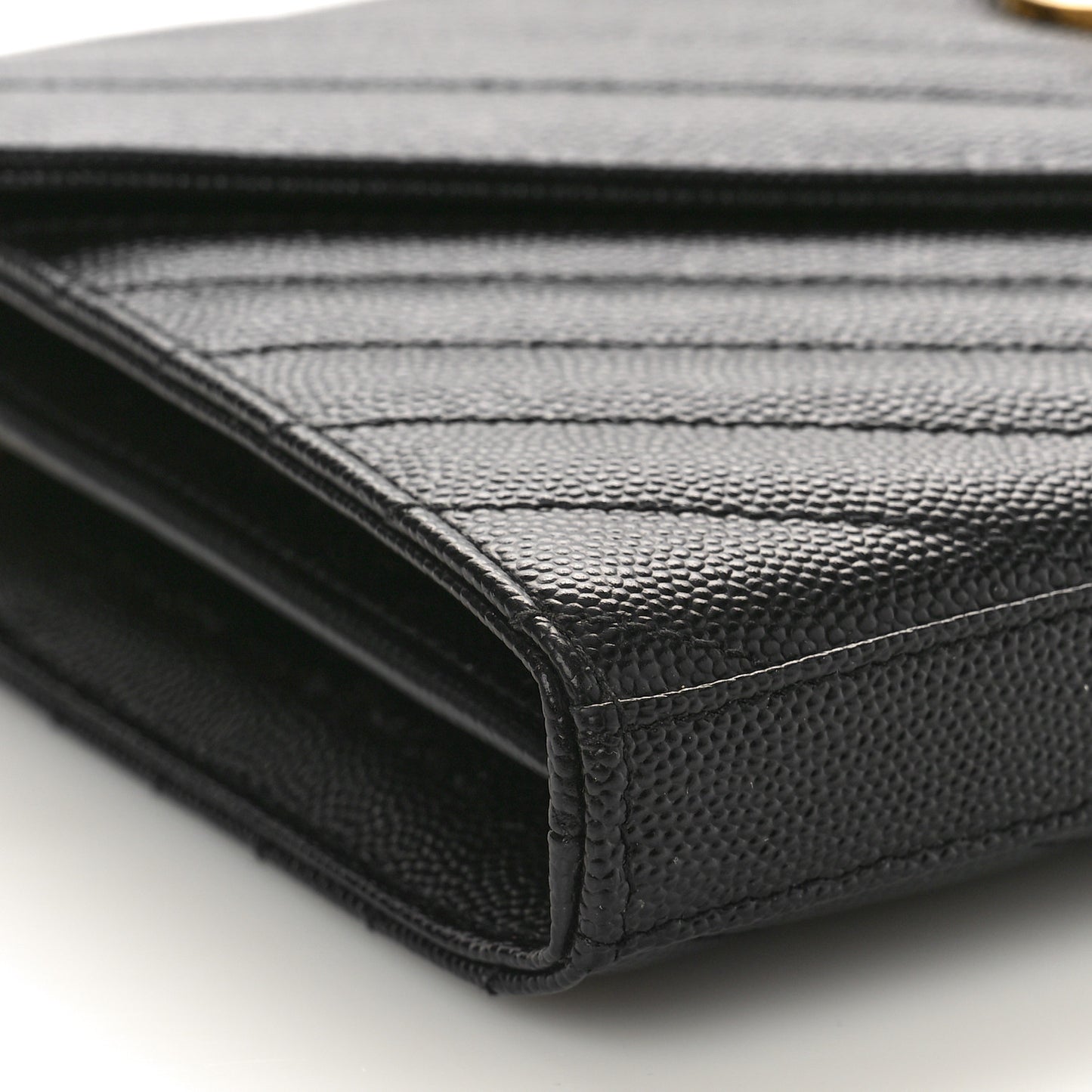 Grain De Poudre Matelasse Chevron Monogram Chain Wallet Black