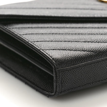 Saint Laurent Grain De Poudre Matelasse Chevron Monogram Chain Wallet Black 7 of 9