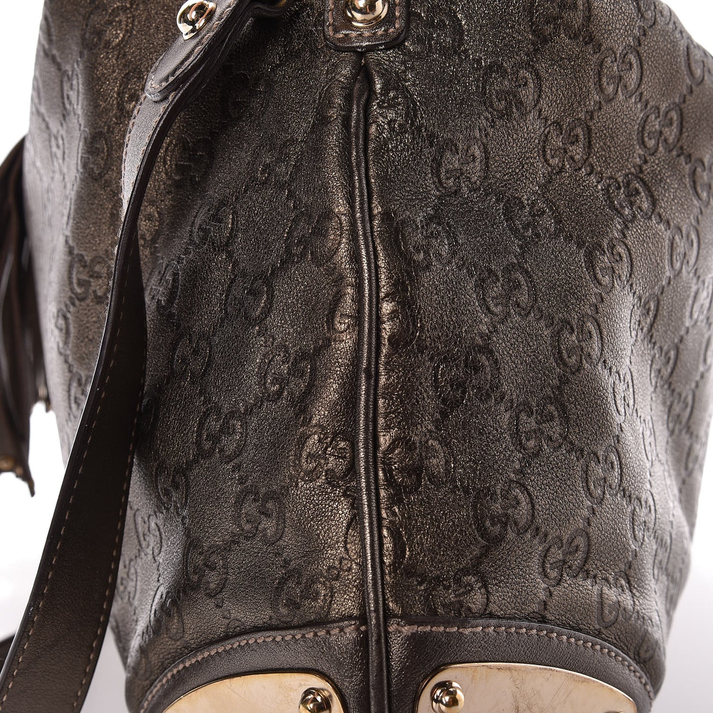 Metallic Guccissima Large Indy Top Handle Hobo Pewter