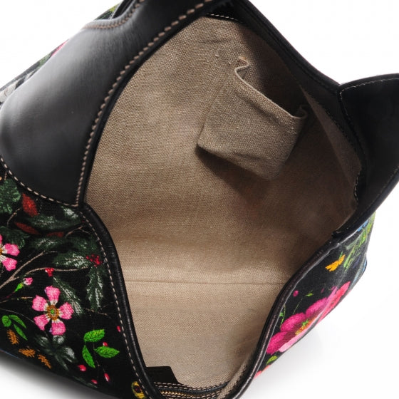 Gucci Canvas Floral Flora Jackie O Hobo Black 5 of 8