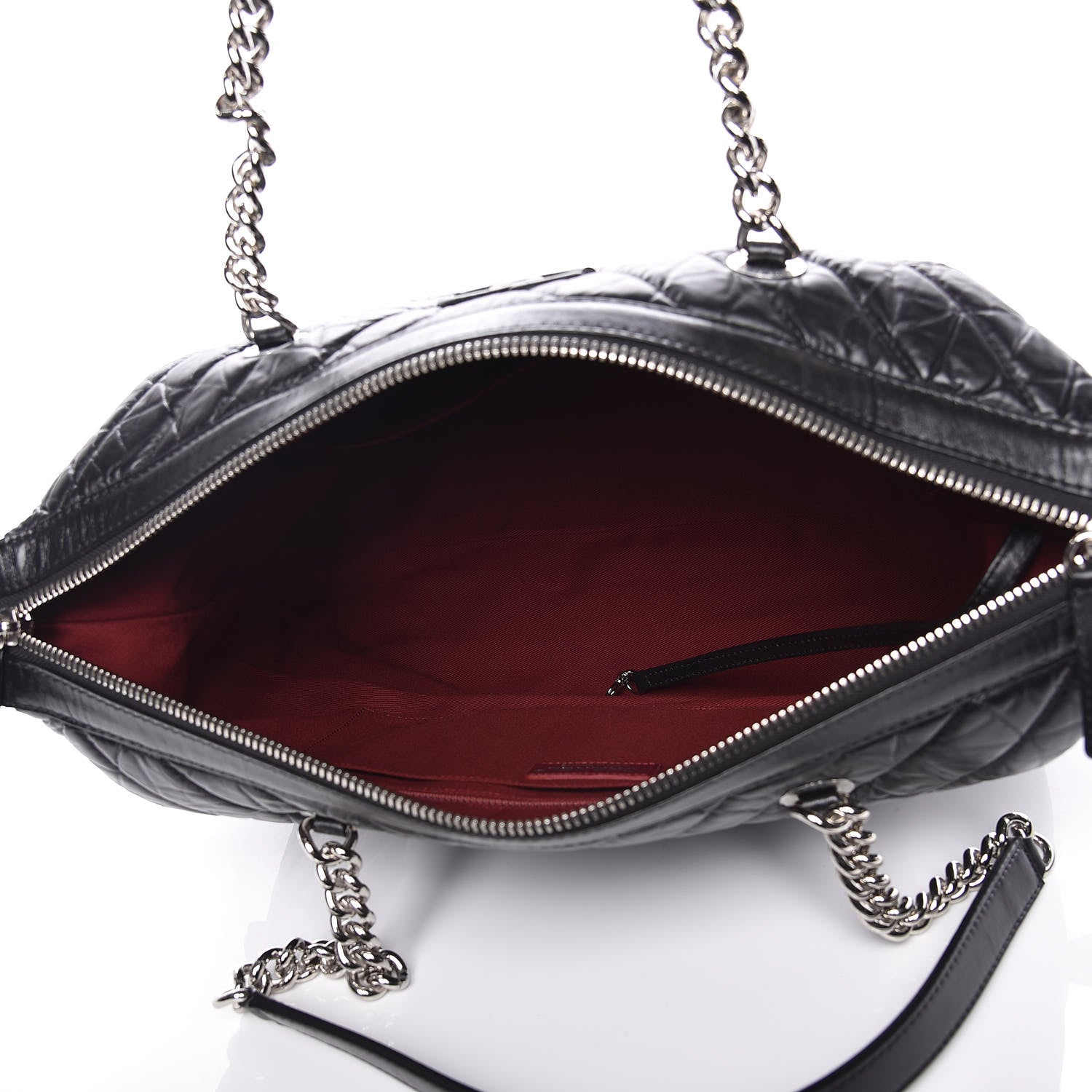Chanel Aged Calfskin Chevron Quilted Bowling Bag Black 7 of 11