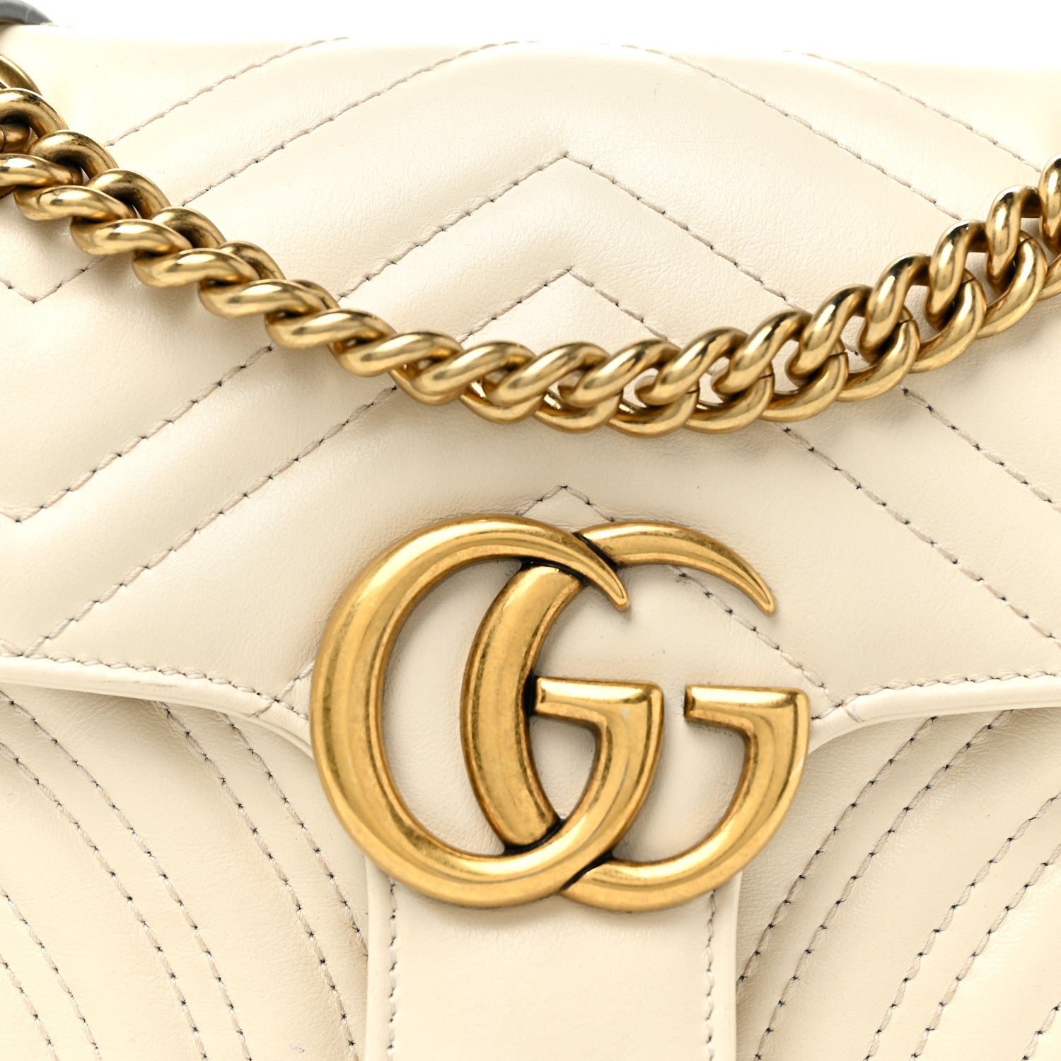 Gucci Calfskin Matelasse Mini GG Marmont Shoulder Bag White 9 of 18