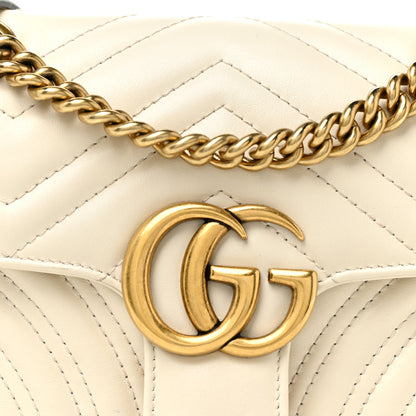 Gucci Calfskin Matelasse Mini GG Marmont Shoulder Bag White 9 of 18
