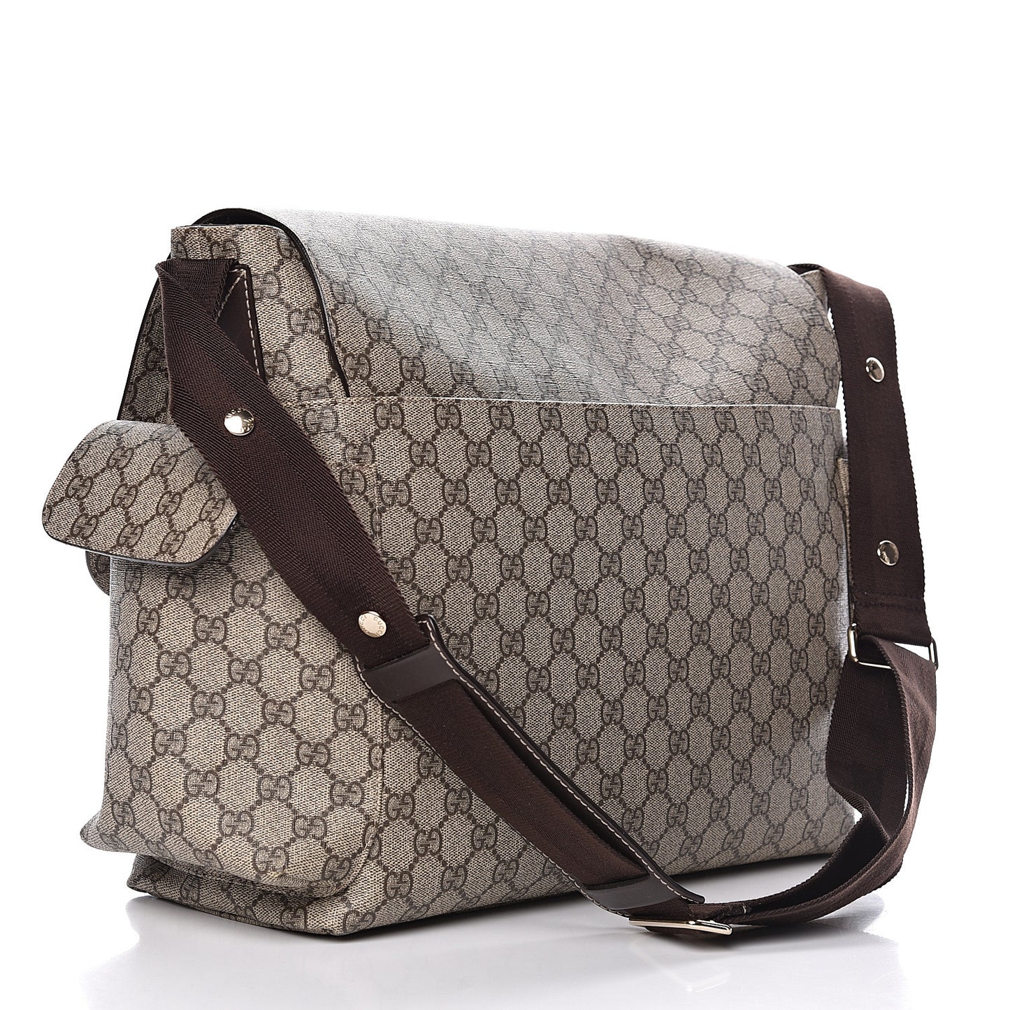 GG Plus Monogram Messenger Diaper Bag Dark Brown