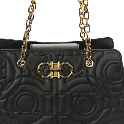 Salvatore Ferragamo Calfskin Quilted Tote Bag Black 7 of 9