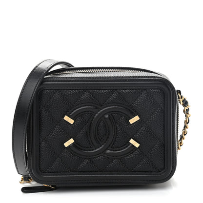 Chanel Caviar Quilted CC Filigree Vanity Clutch With Chain Black 1 of 9