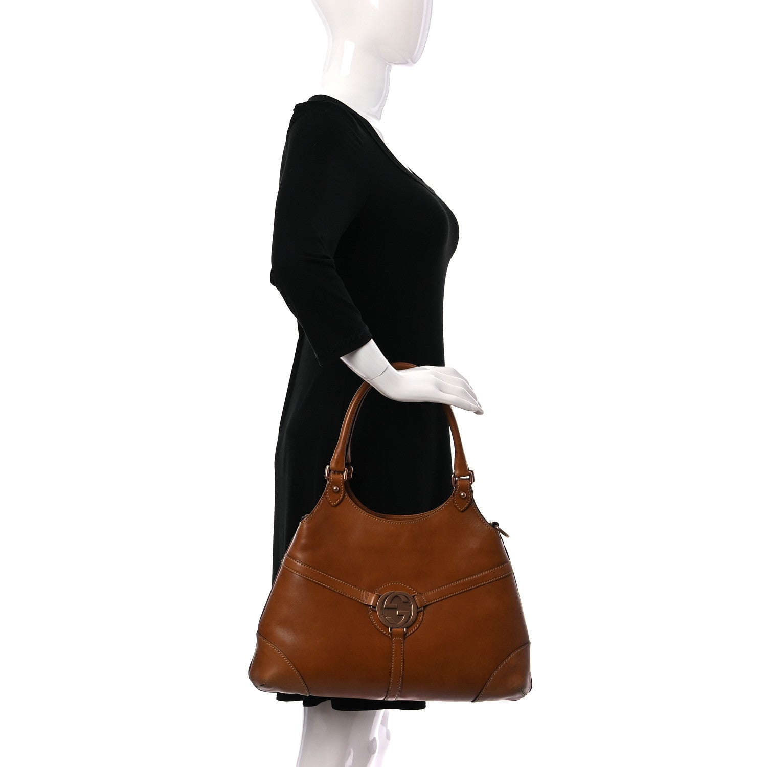 Gucci Calfskin GG Reins Hobo Tan 2 of 10