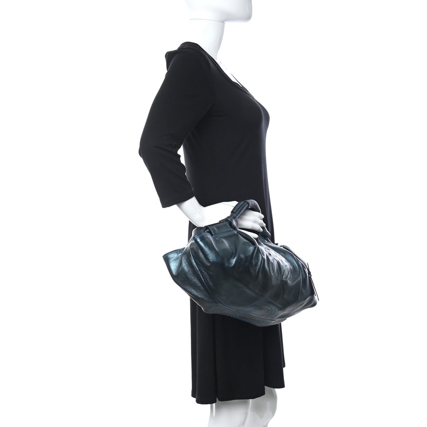 Metallic Nappa Aire Shoulder Bag Blue