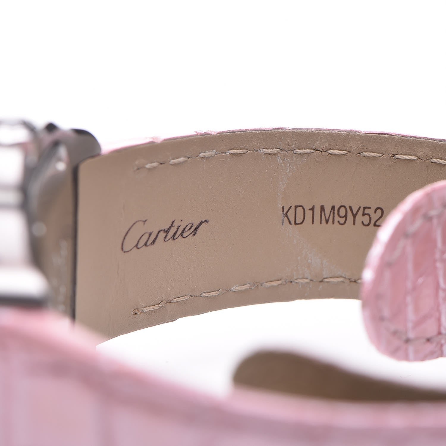 Cartier Stainless Steel Alligator 33mm Santos 100 Automatic Watch Pink 7 of 8