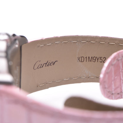 Cartier Stainless Steel Alligator 33mm Santos 100 Automatic Watch Pink 7 of 8
