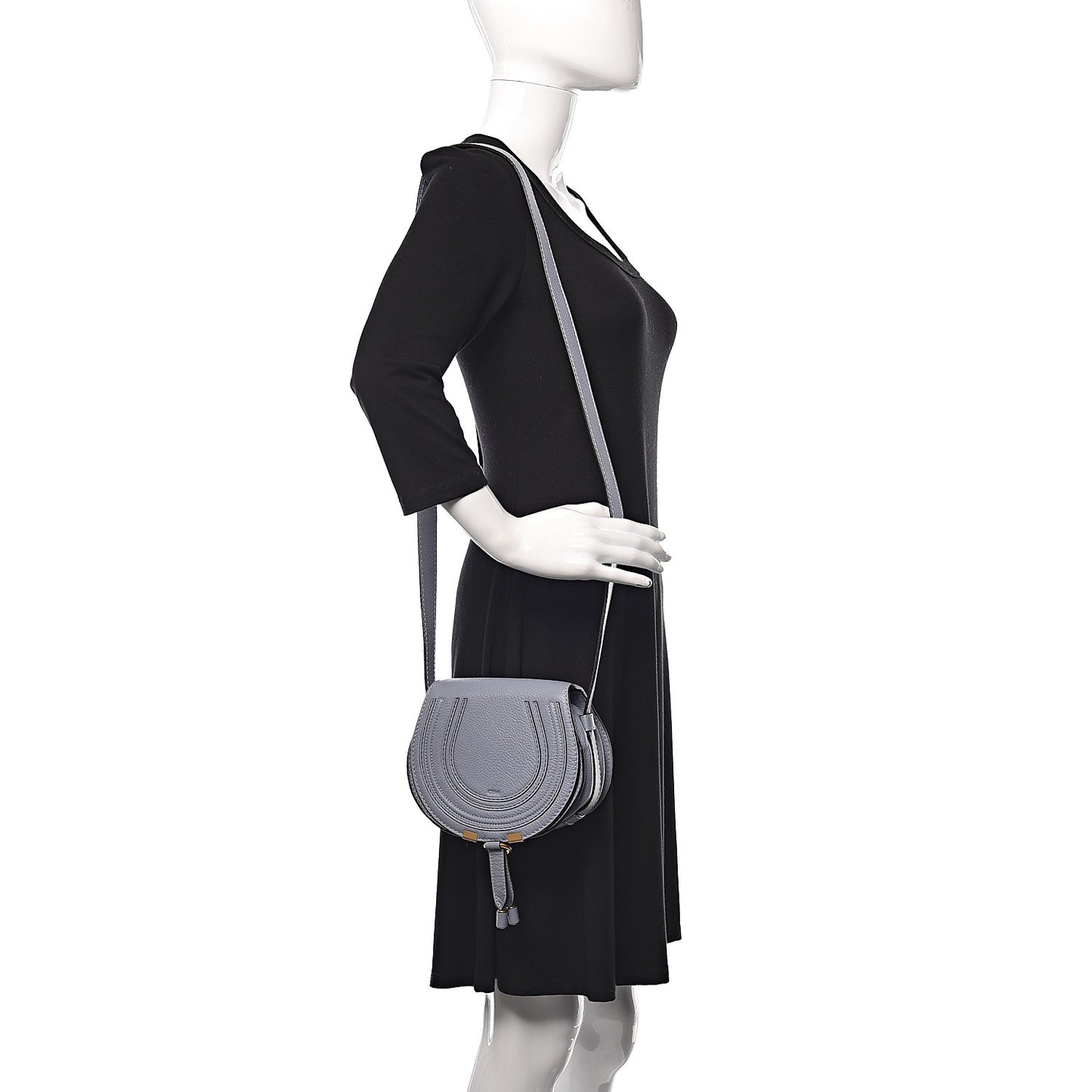 Calfskin Mini Marcie Round Crossbody Bag Washed Blue
