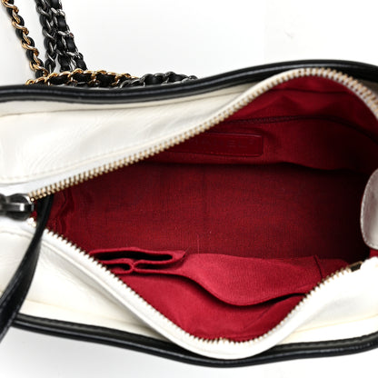 Chanel Aged Calfskin Quilted Small Gabrielle Hobo Black White 4 of 14