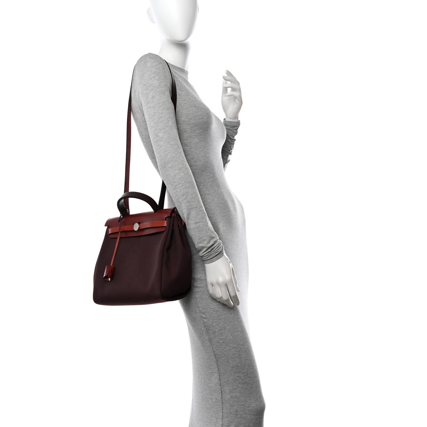 Hermes Military Toile Vache Hunter Herbag Zip 31 PM Chocolate Rouge Sellier Rouge H Cuivre 2 of 14