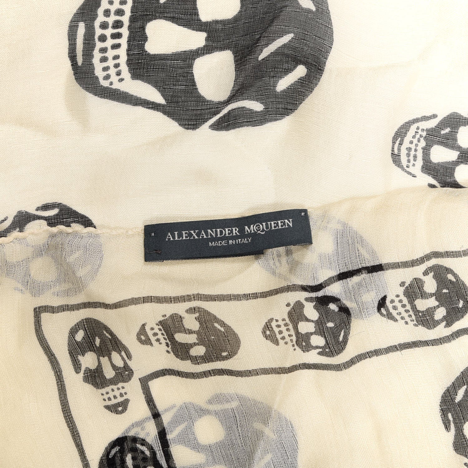 Alexander McQueen Silk Chiffon Skull Scarf Ivory Black 3 of 3