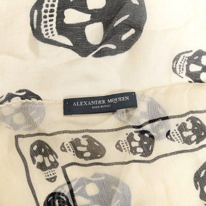 Alexander McQueen Silk Chiffon Skull Scarf Ivory Black 3 of 3