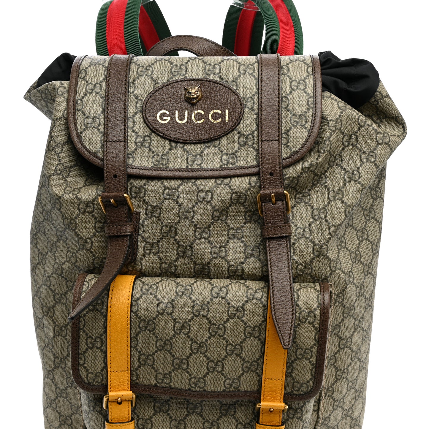 Soft GG Supreme Monogram Neo Vintage Double Buckle Backpack Beige New Acero Crop