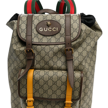 Gucci Soft GG Supreme Monogram Neo Vintage Double Buckle Backpack Beige New Acero Crop 7 of 9