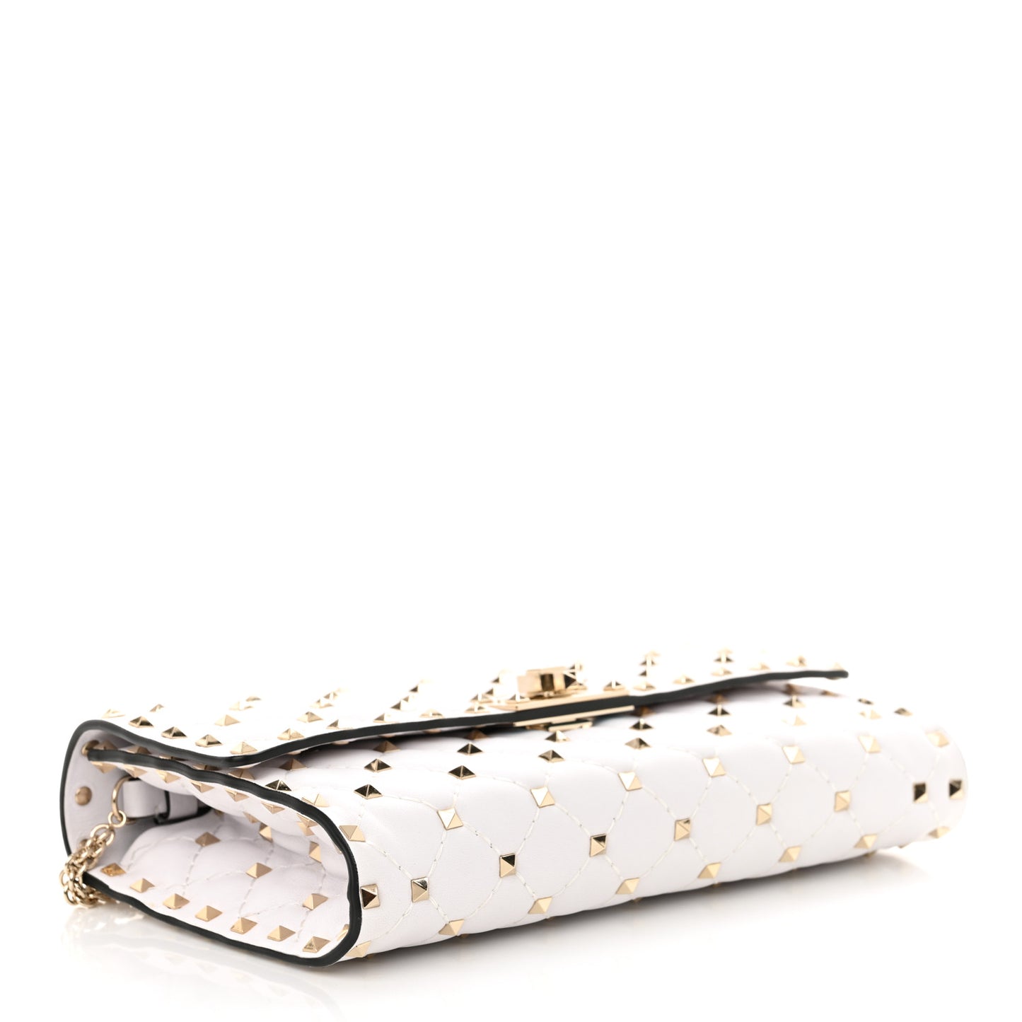 Nappa Rockstud Spike Wallet On Chain Optic White