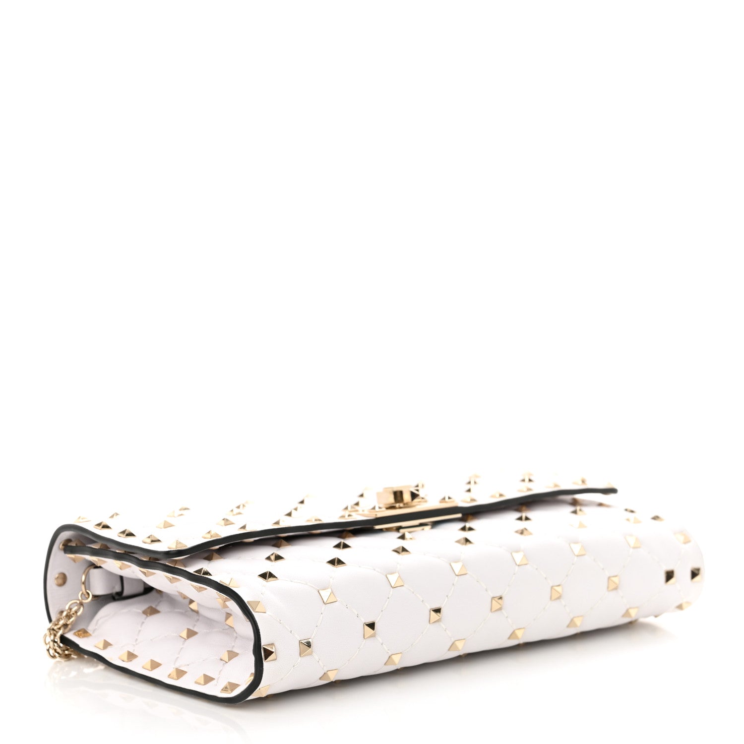 Valentino Garavani Nappa Rockstud Spike Wallet On Chain Optic White 4 of 10