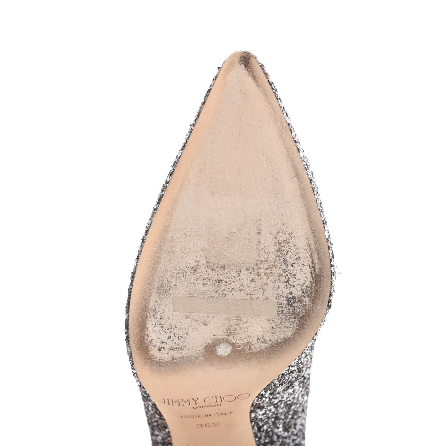 Glitter Pointy Toe Romy 100 Pumps 36.5 Silver Black