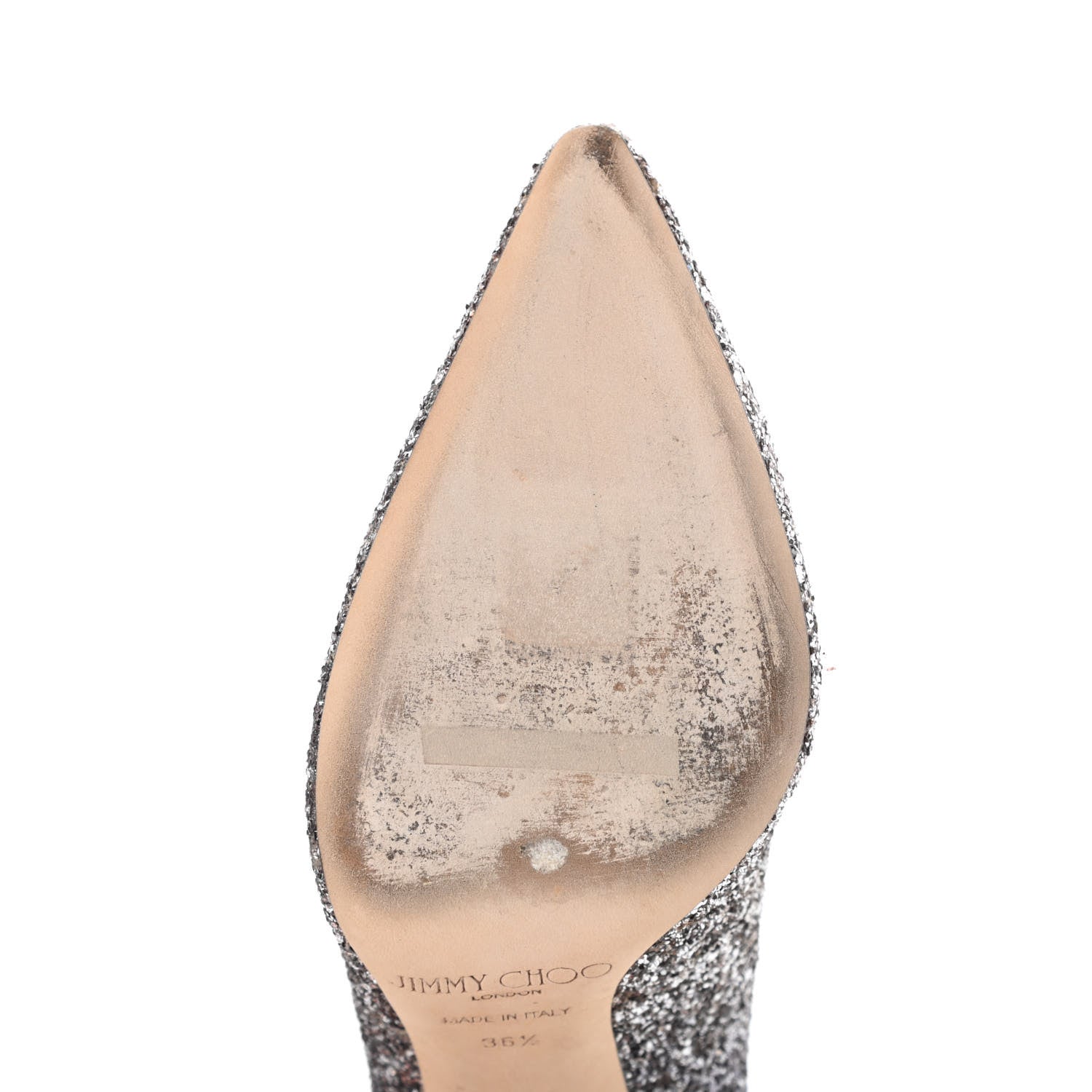 Jimmy Choo Glitter Pointy Toe Romy 100 Pumps 36.5 Silver Black 9 of 10