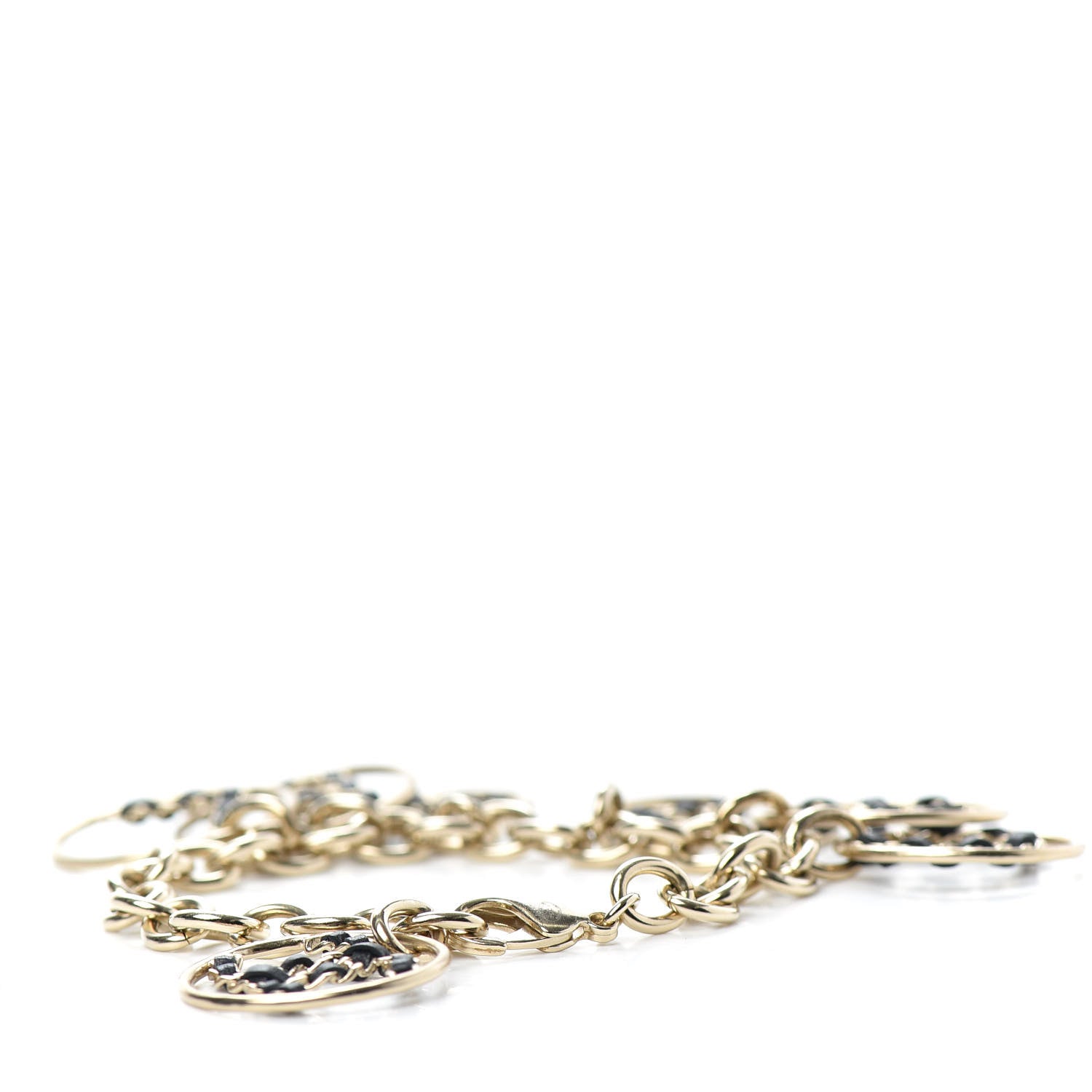 Chanel Lambskin Chain CC Logo Bracelet Black Gold 3 of 4