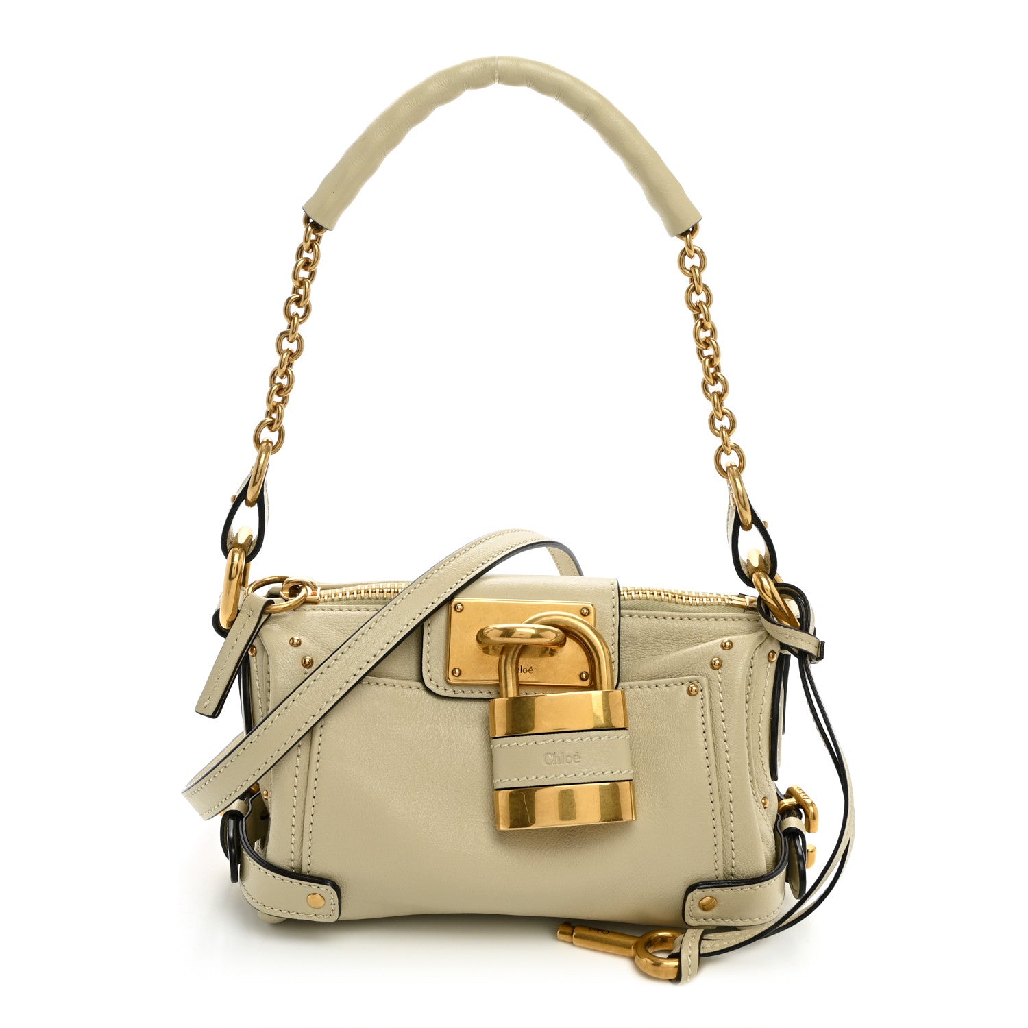 Chloe Grained Buffalo Small Paddington Chain Bag Cloudy Cream 1 of 9