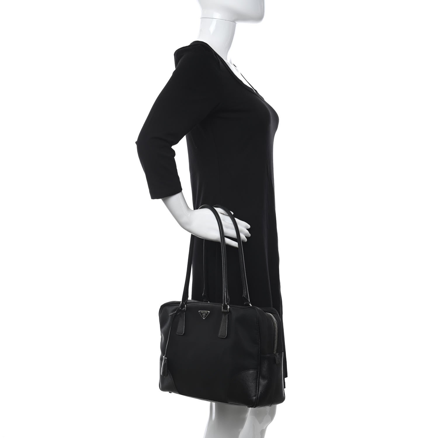 Prada Tessuto Nylon Saffiano Tote Black 2 of 15